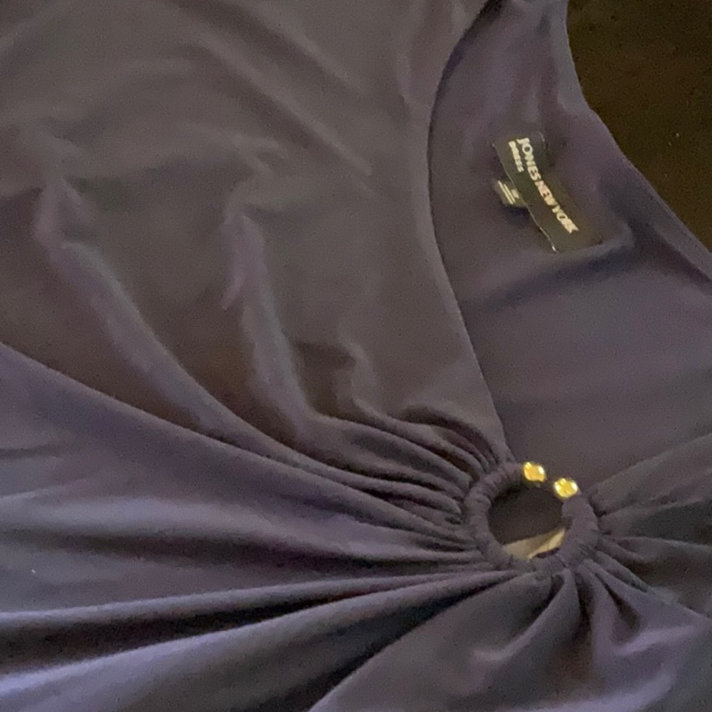 Express Midnight Blue Blouse with Gold Details